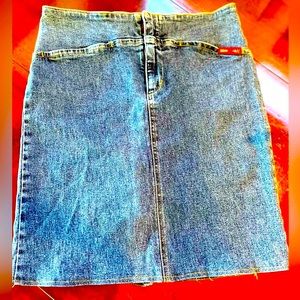 Hard Tail Denim Skirt w slash front pockets